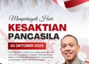 Sekretaris DPRD Provinsi Lampung, DESCATAMA PAKSI MOEDA, S.T., S.E., M.M., Mengucapkan Selamat Hari Kesaktian Pancasila 1 Oktober 2025